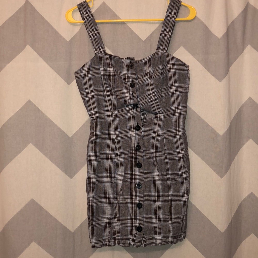 Forever 21 blue gray plaid dress